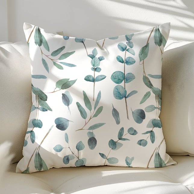 Eucalyptus Floral Greenery Chic Modern Cushion (Creator Uploaded)