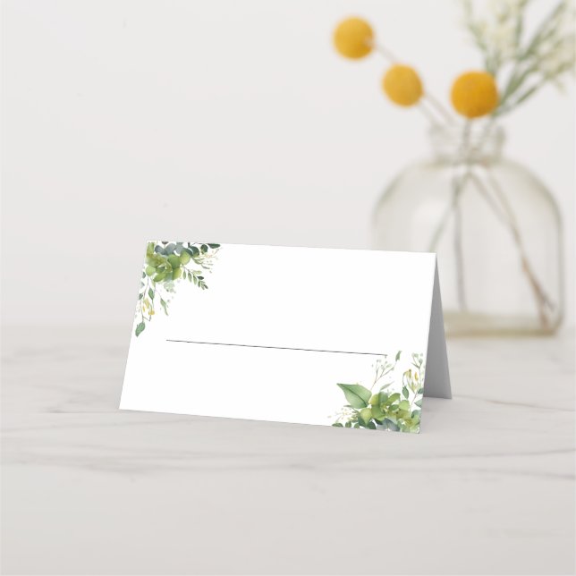 Eucalyptus Floral Greenery Elegant Wedding Place Card (Front)