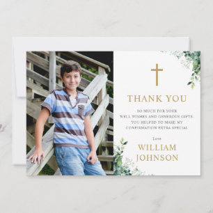 Eucalyptus Floral Greenery Monogram Confirmation Thank You Card