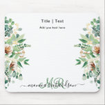 Eucalyptus Floral Greenery Monogram Simple Custom Mouse Mat<br><div class="desc">Eucalyptus Floral Greenery Monogram Custom Text Mouse Pad. All the photos and texts are pre-arranged for you to personalise easily and quickly with your own details. For many other designs,  please visit store collection:   
https://www.zazzle.com/collections/119376792509928647</div>