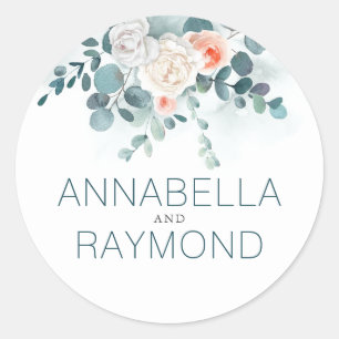 Eucalyptus   Floral Greenery Romantic Classic Round Sticker