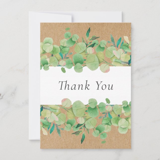 Eucalyptus Floral Greenery Rustic Kraft Thank You (Front)