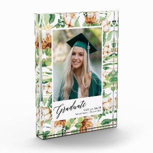 Eucalyptus Floral Greenery Script Graduation Photo Block
