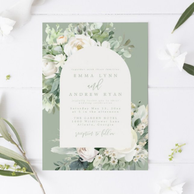 Eucalyptus Floral Sage Green Wedding Invitation (Creator Uploaded)