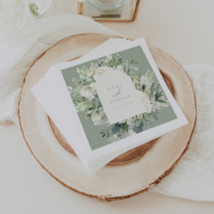 Eucalyptus Floral Sage Green Wedding Napkin