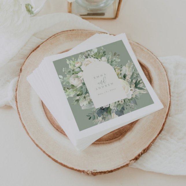 Eucalyptus Floral Sage Green Wedding Napkin (Creator Uploaded)