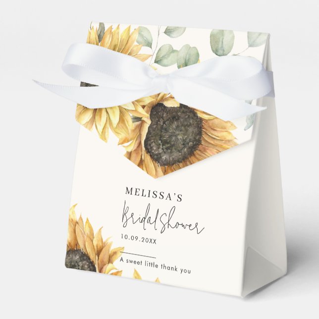 Eucalyptus Floral Sunflower Bridal Shower Favour Box (Front Side)