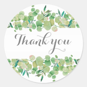 Eucalyptus Floral Thank You Classic Round Sticker