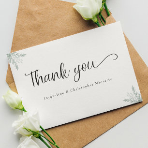 Eucalyptus Floral Watercolor Flat Thank You Card