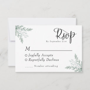 Eucalyptus Floral Watercolor Wedding RSVP Card