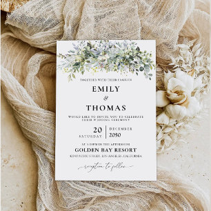 Eucalyptus Floral Wedding Ceremony Invitation