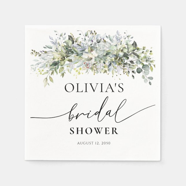 Eucalyptus Floral Wedding Ceremony Napkin (Front)