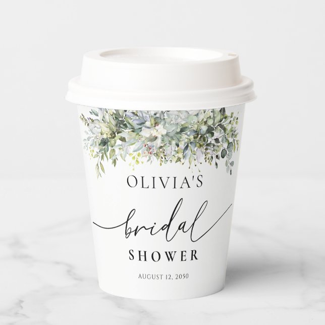 Eucalyptus Floral Wedding Ceremony Paper Cup (Front)