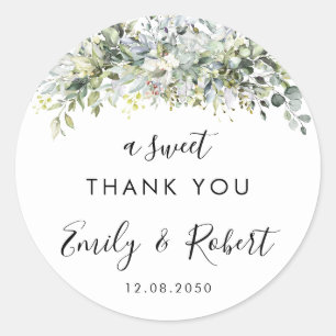 Eucalyptus Floral Wedding Classic Round Sticker