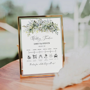 Eucalyptus Floral Wedding Timeline Sign