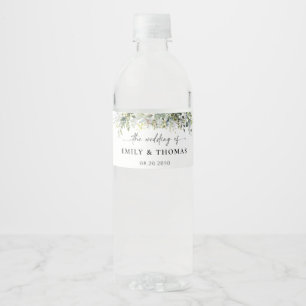 Eucalyptus Floral Wedding Water Bottle Label