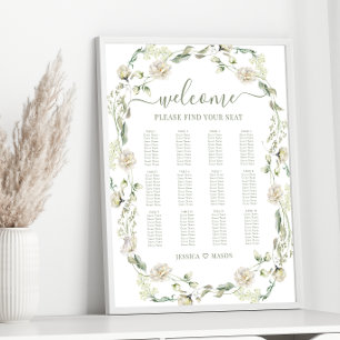 Eucalyptus Floral Wreath Wedding Seating Chart