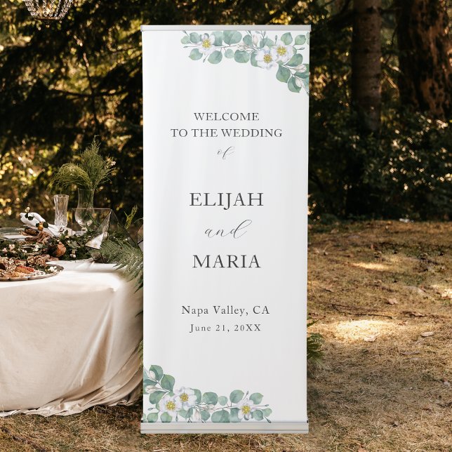 Eucalyptus Flower Simple Wedding Reception Welcome Retractable Banner (Eucalyptus Flower Simple Wedding Reception Welcome Retractable Banner
)