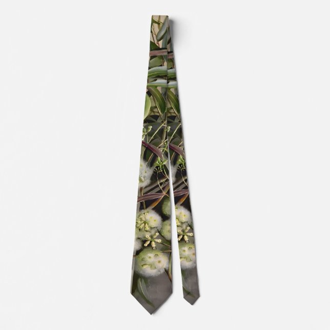 Eucalyptus Flowers Watercolors, Valentine's Day Tie (Front)