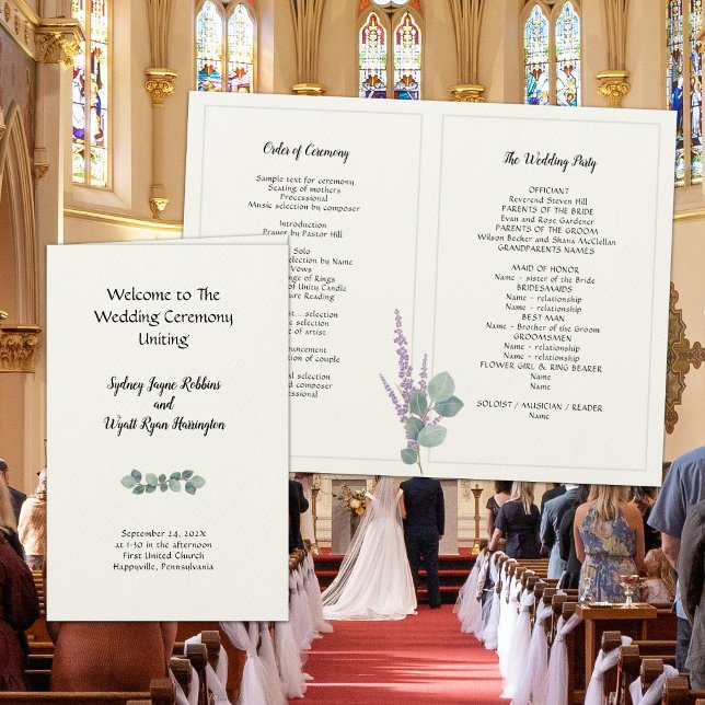 Eucalyptus Folded Wedding Program Felt Paper (Creator Uploaded)