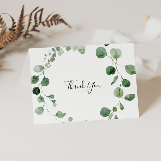 Eucalyptus Folded Wedding Thank You Card (Creator Uploaded)
