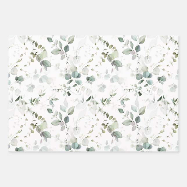 Eucalyptus Foliage Baby/Bridal Shower Paper Sheet (Front)