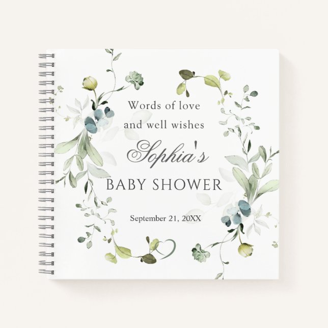 Eucalyptus Foliage Baby Shower Guest Book (Front)