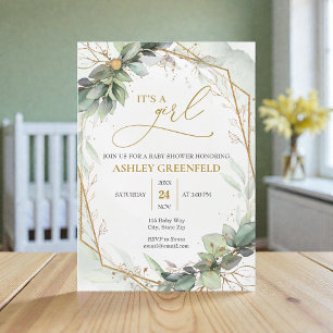 Eucalyptus Foliage Boho Greenery Baby Shower Invitation