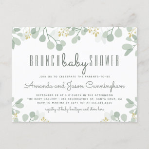 Eucalyptus Foliage Botanical Brunch Baby Shower Invitation Postcard