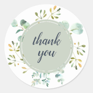 Eucalyptus Foliage Botanical Wedding Thank You Classic Round Sticker