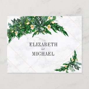 Eucalyptus Foliage Bouquet  Rustic  White Wedding Invitation Postcard