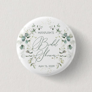 Eucalyptus Foliage Bridal Shower 3 Cm Round Badge