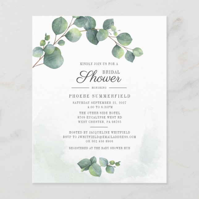Eucalyptus Foliage Bridal Shower Invitation (Front)