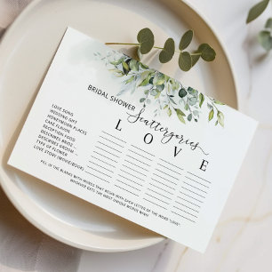 Eucalyptus foliage bridal shower scattergories
