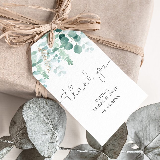 Eucalyptus foliage bridal shower thank you tag (Creator Uploaded)
