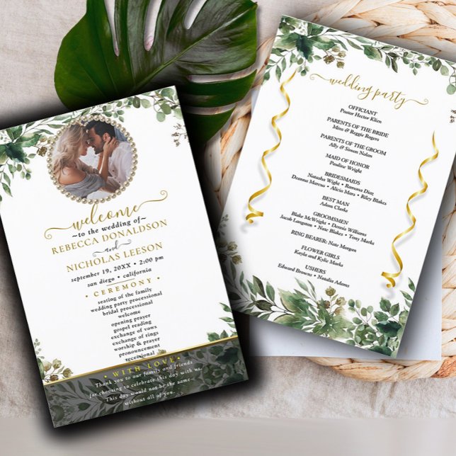Eucalyptus Foliage Custom Photo Wedding Program (Creator Uploaded)