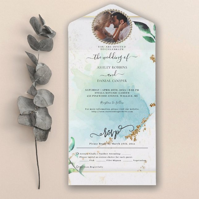 Eucalyptus Foliage Elegant Wedding  All In One Invitation (Creator Uploaded)