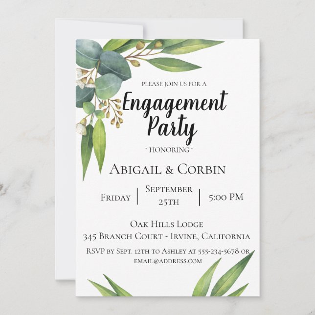 Eucalyptus Foliage Engagement Party Invitation (Front)
