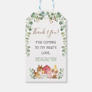 Eucalyptus Foliage Farm Birthday Thank You Tag