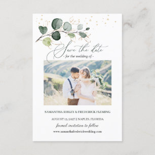 Eucalyptus Foliage Gold Leaves Save the Date Enclo Enclosure Card