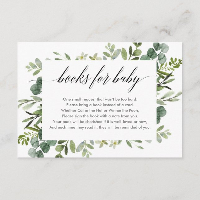Eucalyptus foliage greenery book request enclosure card (Front)