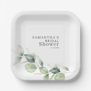 Eucalyptus Foliage Greenery Bridal Shower Paper Plate
