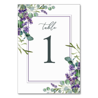 Eucalyptus Foliage Lavender Flowers Table Number