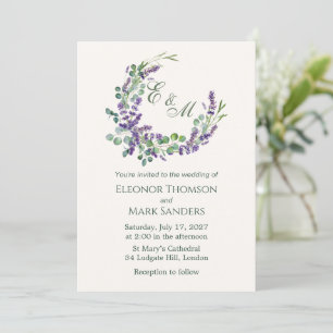 Eucalyptus Foliage Lavender Flowers Wedding Invitation