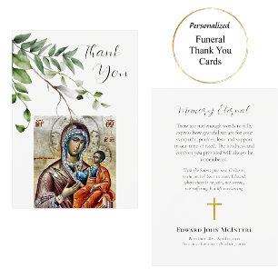 Eucalyptus Foliage Orthodox Christian Funeral  Thank You Card
