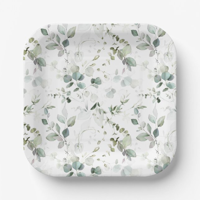 Eucalyptus Foliage  Paper Plate (Front)