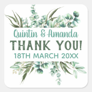 Eucalyptus Foliage Party Favour Square Sticker