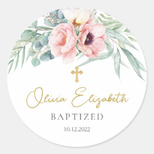 Eucalyptus Foliage Peony Floral  Classic Round Sticker