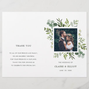 Eucalyptus Foliage Photo Wedding Ceremony Program