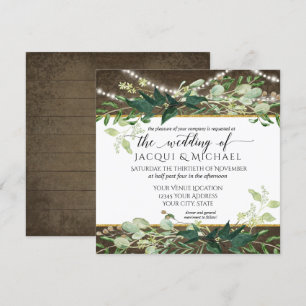 Eucalyptus Foliage Rustic Lights Winery Wedding Invitation